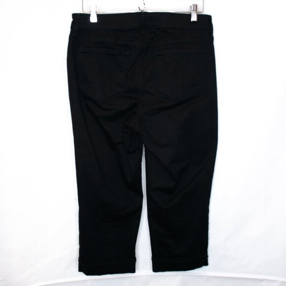 NYDJ Marilyn Straight Cropped Cuffed Jeans Womens 10 Black Lift Tuck Crop W05X - Picture 2 of 5